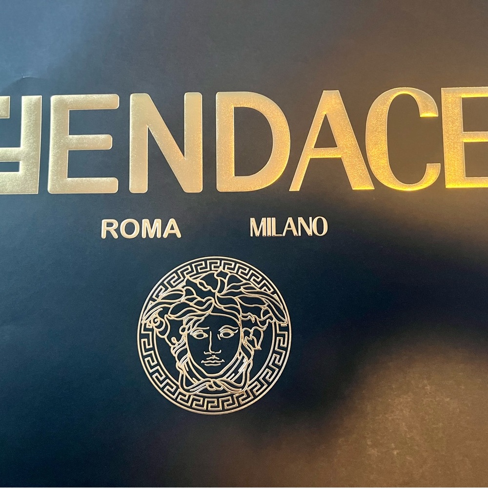22 x 18.5 Fendi x Versace Fendace Paper Shopping Bag Gift Black & Gold - Picture 4 of 4